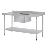 Vogue Single Bowl Sink Double Drainer - 1500mm x 700mm 90mm Drain