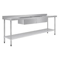 Vogue Double Bowl Sink Double Drainer - 2400mm x 700mm 90mm Drain