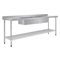 Vogue Double Bowl Sink Double Drainer - 2400mm x 700mm 90mm Drain