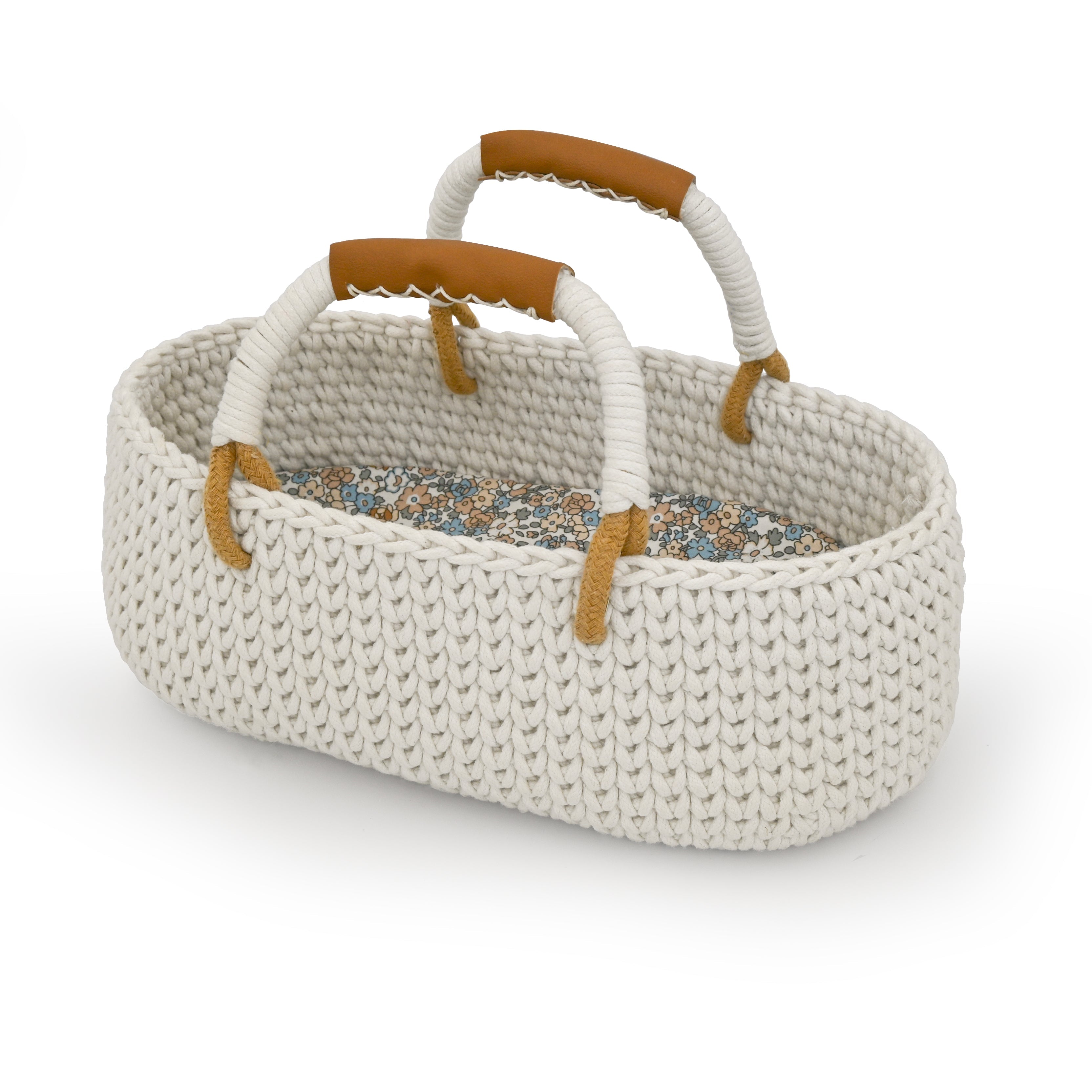 Lola & Bear Knitted Basket & Pink Bedding Set, 36 cm