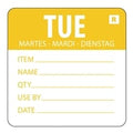 Hygiplas Removable Day of the Week Label Tuesday (500 Pack)
