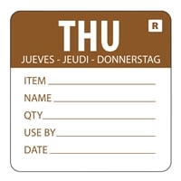 Hygiplas Removable Day of the Week Label Thursday (500 Pack)