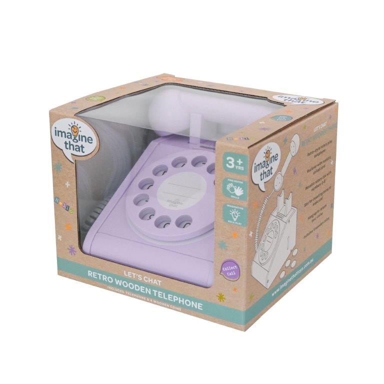 Imagine That Wooden Rotary Telephone, Lavender image 5