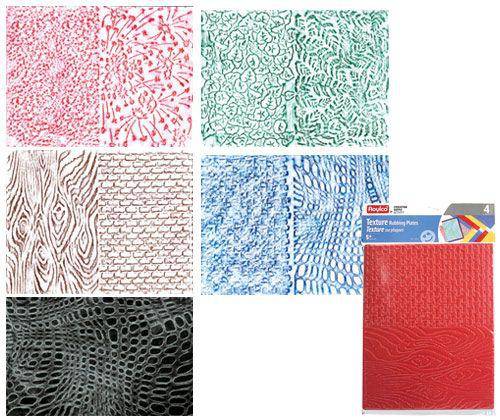 Rubbing Plates Large Texture Pack of 4
