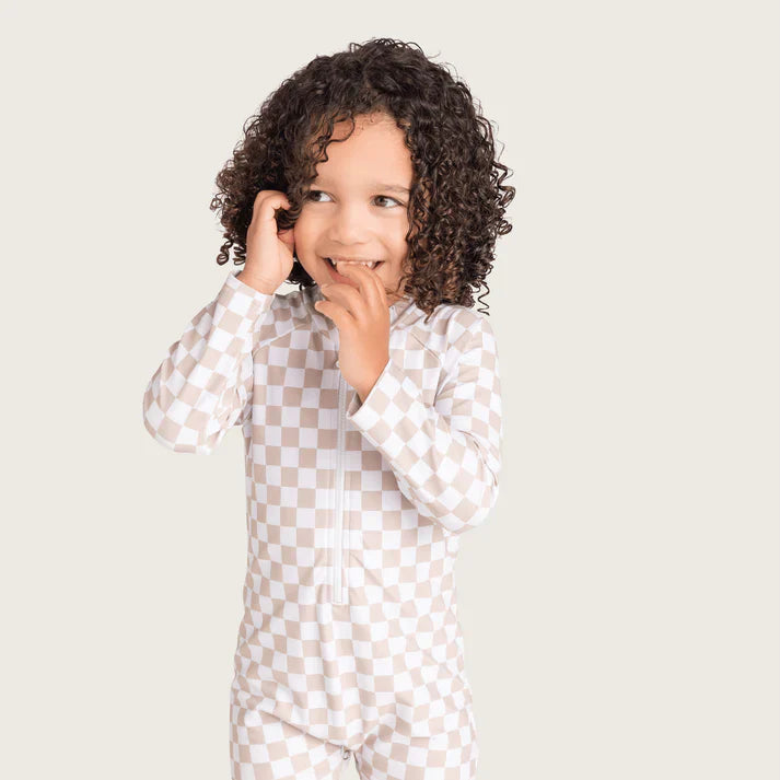 Swim Essentials Boys UV Long Sleeved Swimsuit Rashguard, Checkmate image 2
