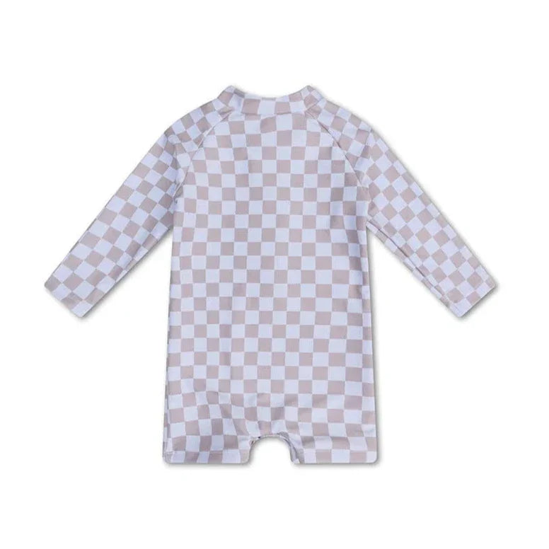 Swim Essentials Boys UV Long Sleeved Swimsuit Rashguard, Checkmate image 3