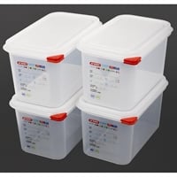 Araven Polypropylene 1/4 Gastronorm Containers With Lids 150mm (4 Pack)