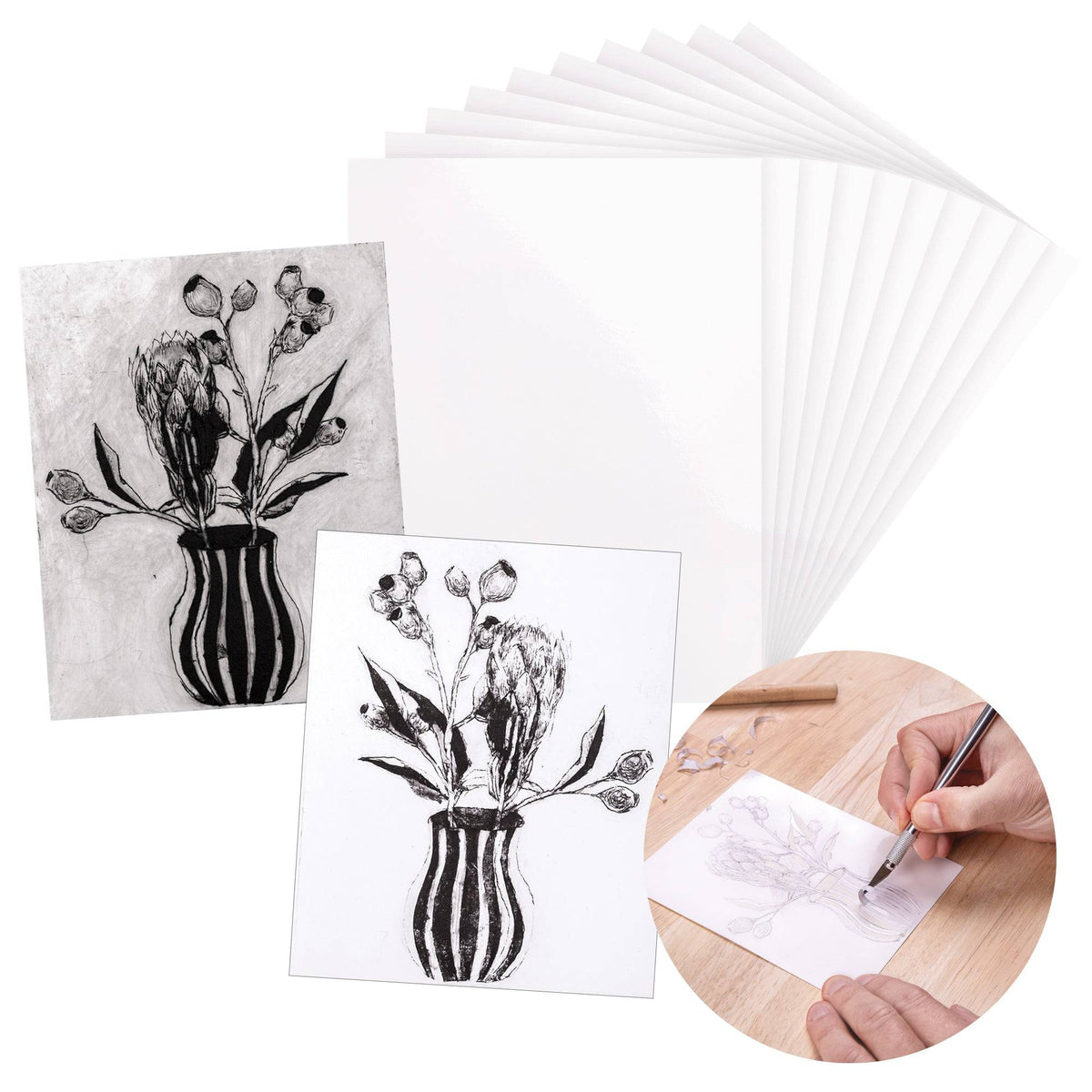 Drypoint Etching Cardboard Pack of 50
