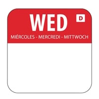 Hygiplas Dissolvable Food Rotation Labels Wednesday (1000 Pack)