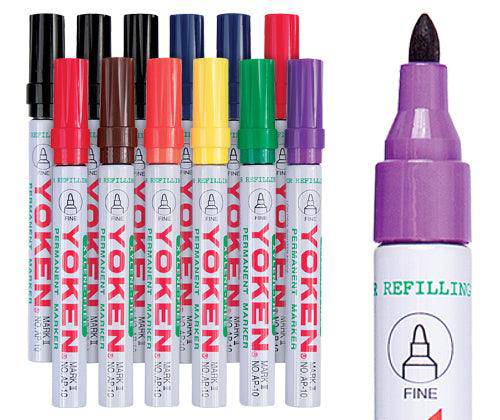 Yoken Markers Bullet Coloured Pack of 12
